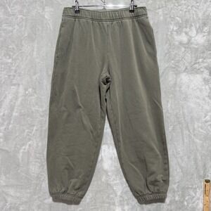 Athleta Sweatpants Womens Small Petite Green Fleece Everyday Wear Cozy High Rise